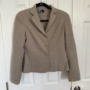 Ann‎ Taylor Stretch Grayish Beige Wool 3-Button Career Blazer Women's 2 EUC